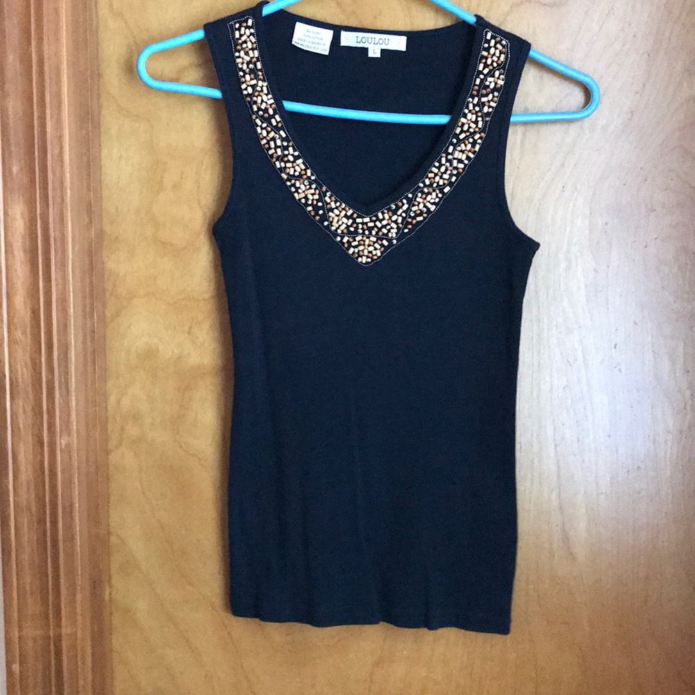 🌻🌻3 for $25 Black tank top with bead detail